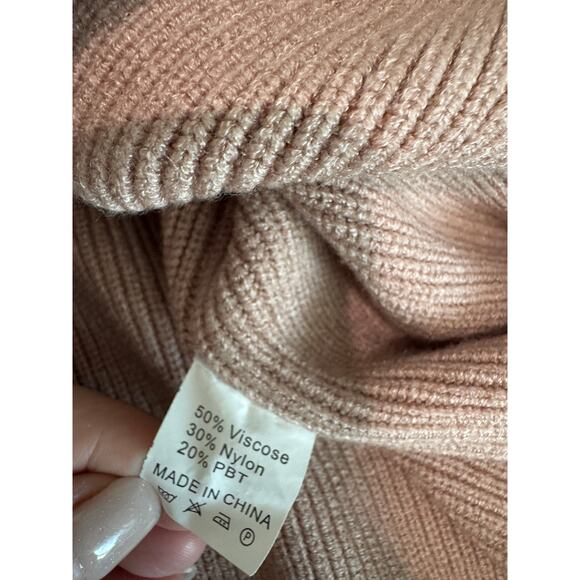 Heavy Knit Sweater Taupe Size Large Bubble Sleeve Women's Fall - Picture 8 of 8